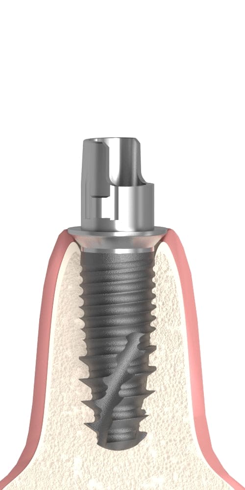 Hicon, Titanium base, PCT stepped, implant level, positioned